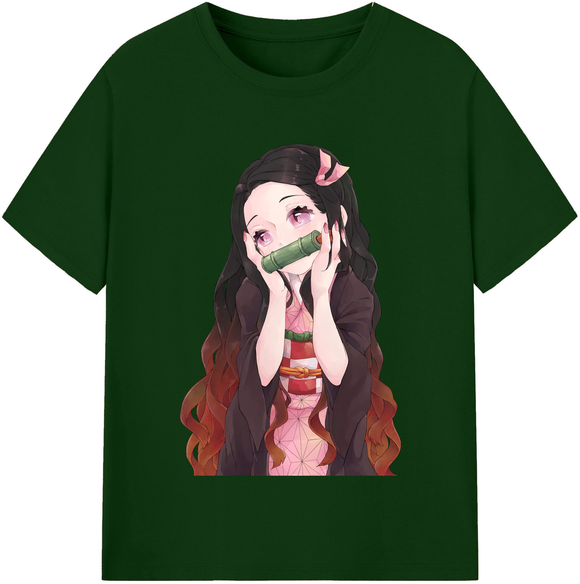 （画像用） 鬼滅の刃（きめつのやいば）竈門 禰󠄀豆子／かまど ねずこ Kamado Nezuko 綿100％半袖Tシャツ（フロントプリント）